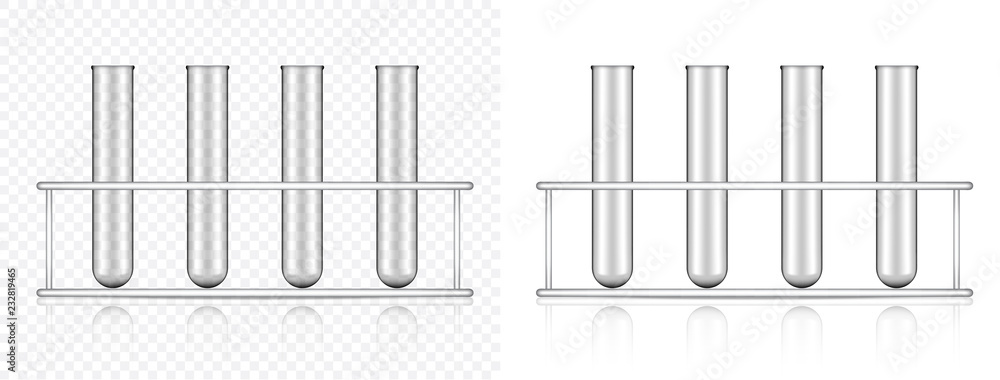 Fototapeta premium Mock up Realistic Transparent Test Tube Plastic or Glass For Science and Learning Background Illustration
