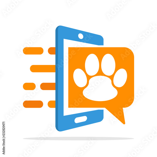 Vector illustration icon with pet information access service concept with mobile application