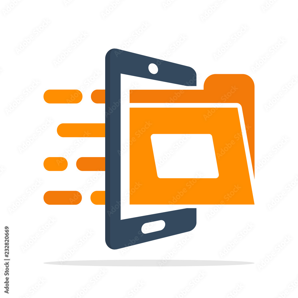Vector illustration icon with the concept of a mobile application based storage media service Vector illustration icon with the concept of a mobile application based storage media service