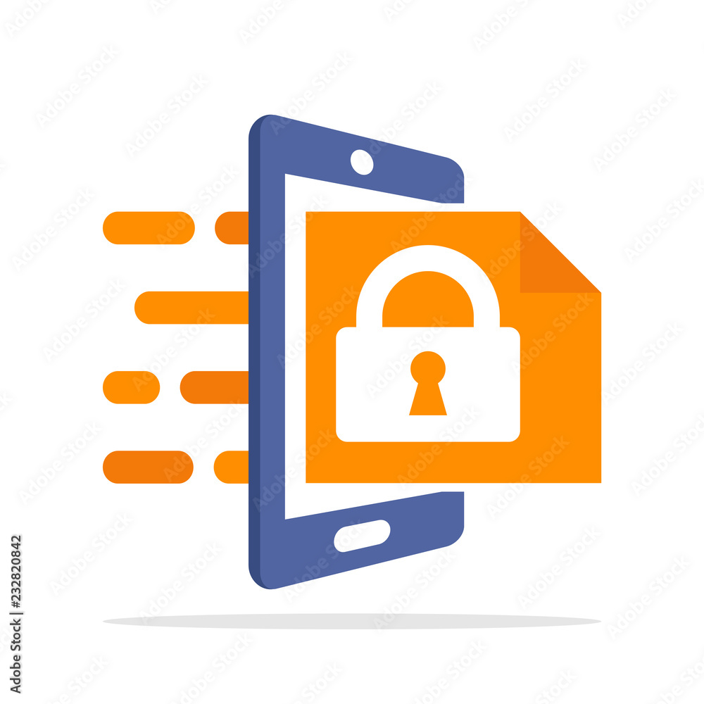 Vector illustration icon with the concept of accessing confidential file information with the mobile application Vector illustration icon with the concept of accessing confidential file information with the mobile application