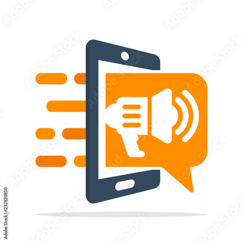 Vector illustration icon with integrated mobile announcement application concept