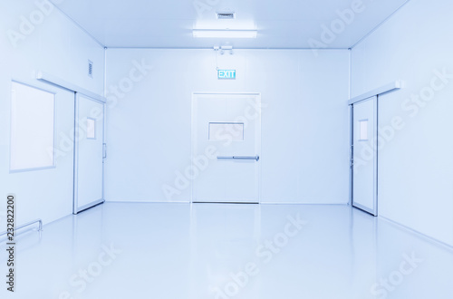 emergency door of science laboratory or industry factory background