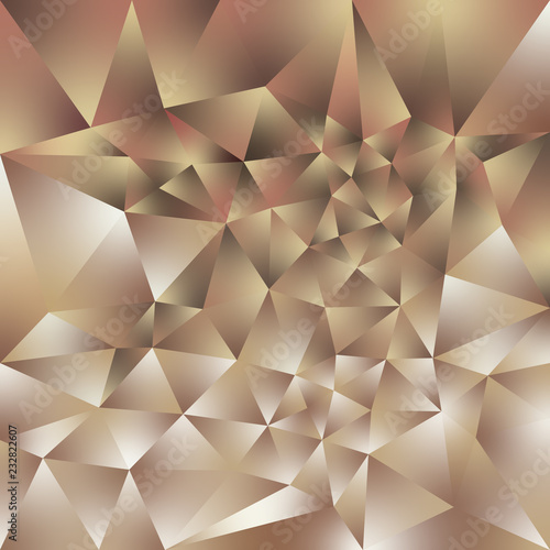 vector abstract irregular polygonal square background - triangle low poly pattern - rose gold pink beige brown  color