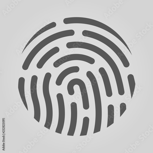 Gray fingerprint icon. Vector illustration isolated on white background.