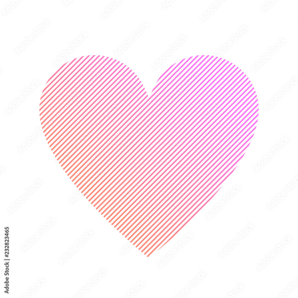 Line light pink heart. Symbol of love. Vector illustration isolated on white baclground.