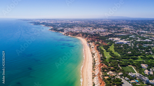 Aerial view of Algarve Beach. Beautiful Falesia beach from above in Portugal. Summer vocation © F8  \ Suport Ukraine