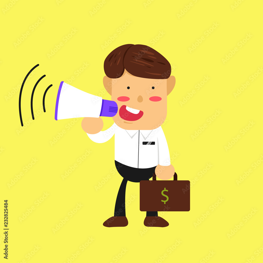 professional business man speech with loud speaker