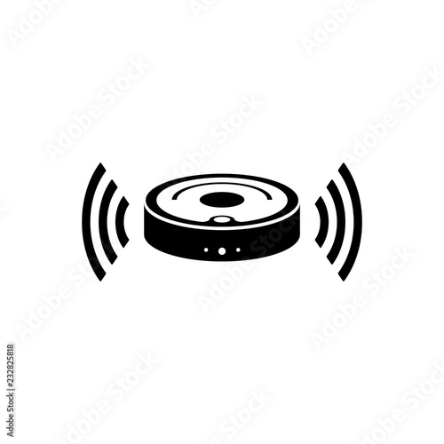 Robot vacuum cleaner icon, logo on white background