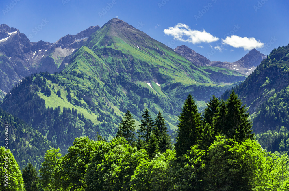 Fototapeta premium Berge am Stillachtal. Mountains around the Stillachtal.