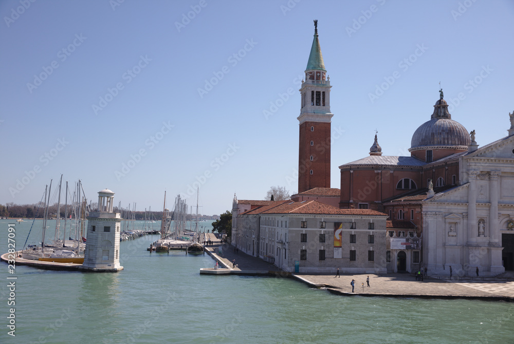 View from Venice car ferry of small port and San Giorgio Maggiore 4241