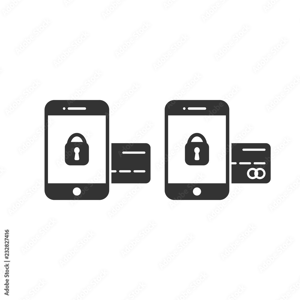 Smartphone payment glyph flat vector icon. Online banking secure and safe payment concept icon. Mobile phone with padlock and credit debit card. Smartphone payment glyph flat vector icon. Online banking secure and safe payment concept icon. Mobile phone with padlock and credit debit card.