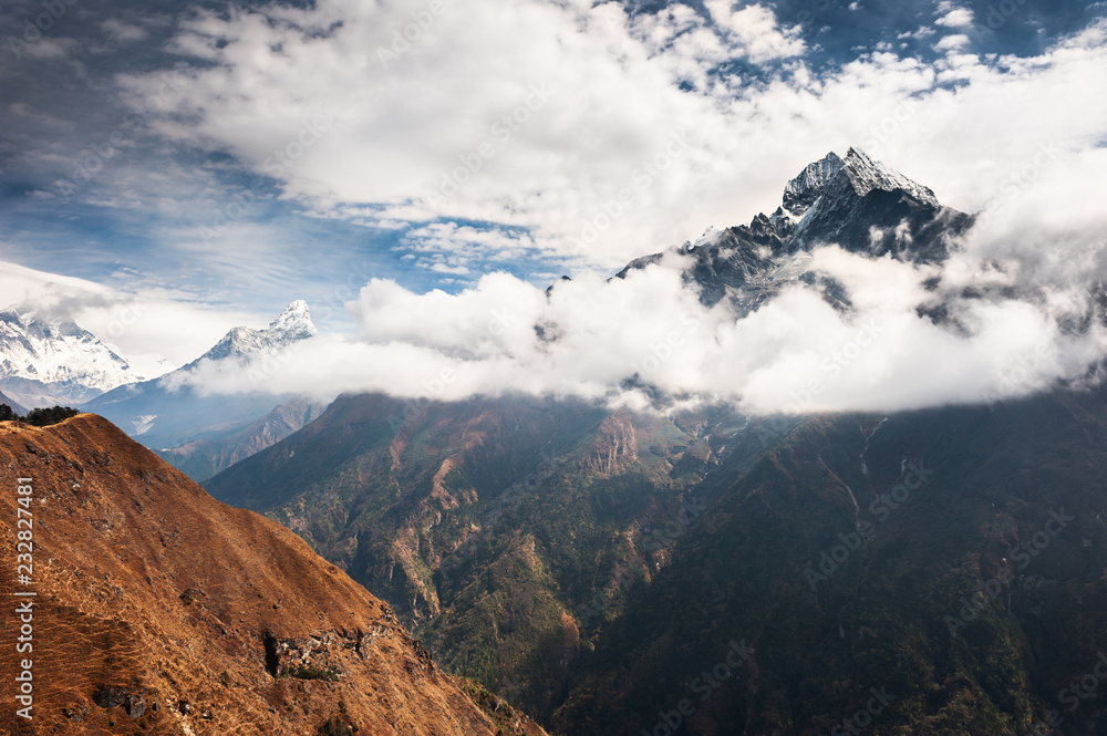 View of Mount Thamserku in Himalayas, Nepal.