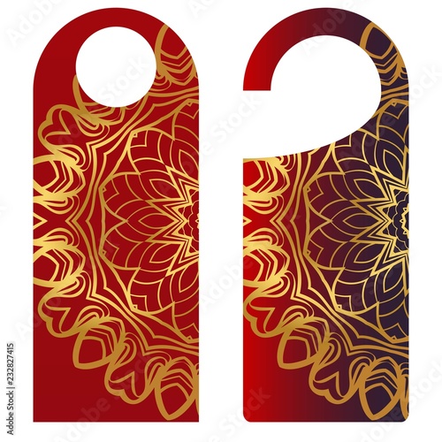 Door knob or hanger sign with floral mandala design. cartoon vector illustration