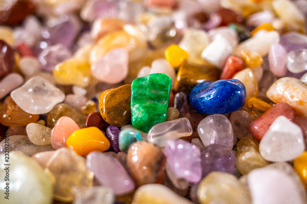 Collection of beautiful mineral stones close up Collection of beautiful mineral stones close up