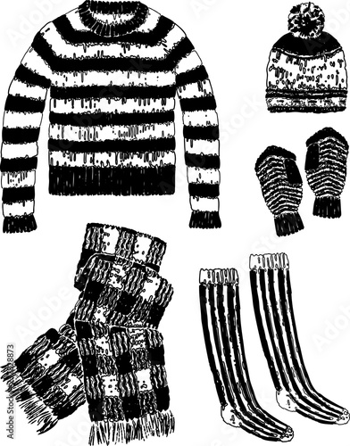 Vector image of a set of wool knitwear