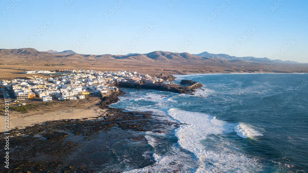 aerial view of the El Cotillo coast aerial view of the El Cotillo coast