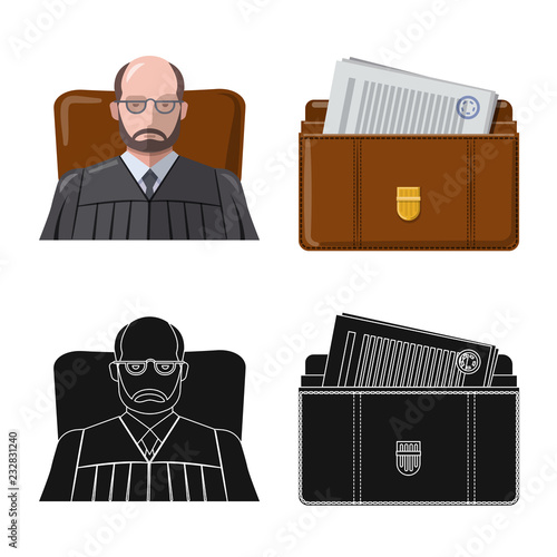 Vector design of law and lawyer logo. Set of law and justice stock symbol for web.