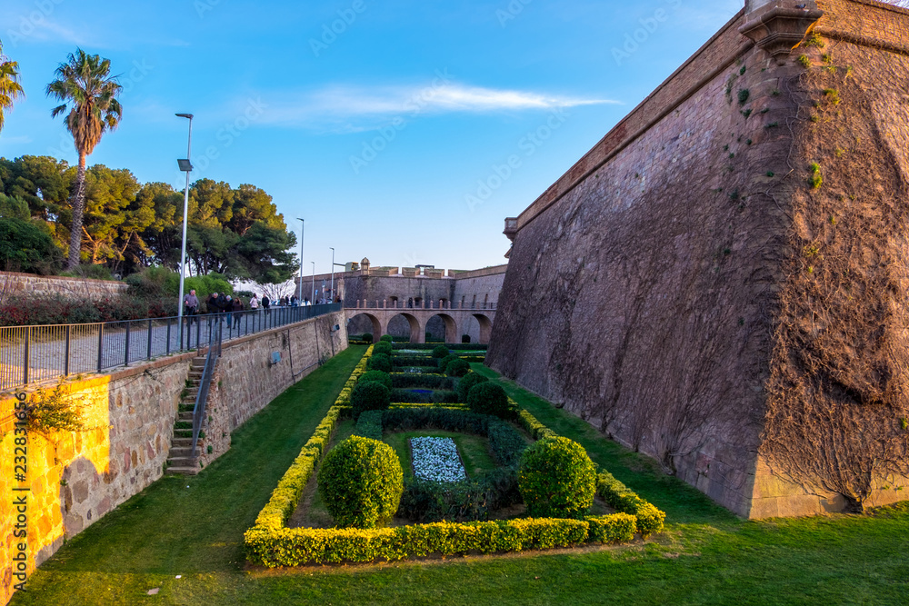 Fototapeta premium Montjuic castle in Barcelona, Catalonia, Spain.