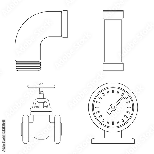 Isolated object of pipe and tube sign. Set of pipe and pipeline vector icon for stock.