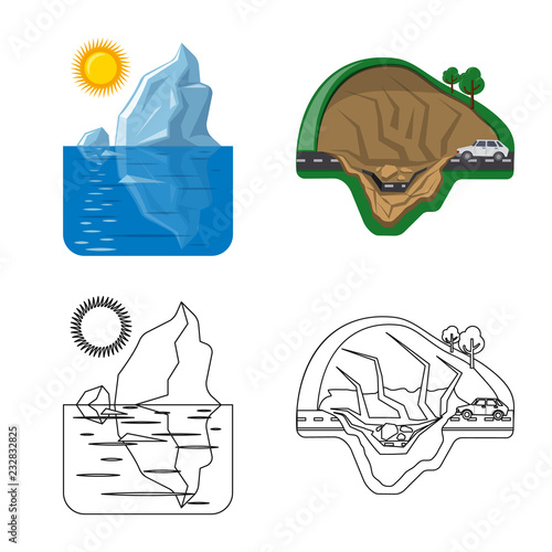 Isolated object of natural and disaster symbol. Collection of natural and risk vector icon for stock.
