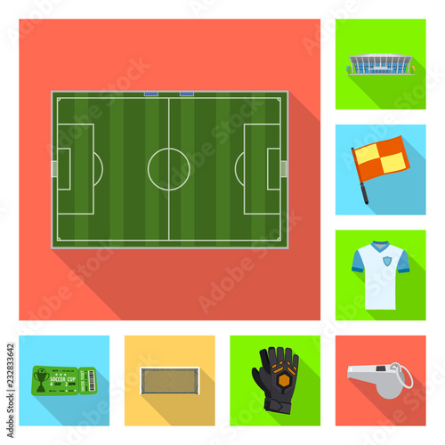 Vector design of soccer and gear sign. Set of soccer and tournament vector icon for stock.