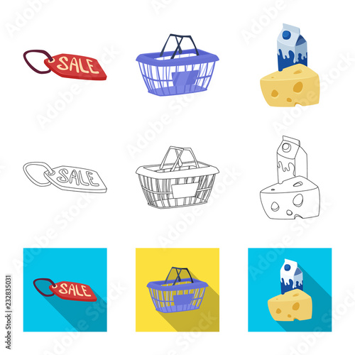 Isolated object of food and drink sign. Set of food and store stock vector illustration.