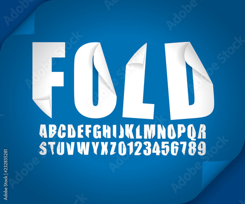 Modern 3d font fold curl bent ribbonin effect vector
