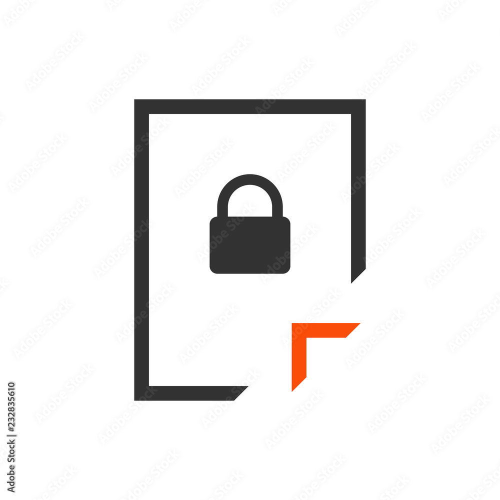 Document Lock icon. Unlock file. Lock file. Secret document. Vector illustration isolated on white background. Document Lock icon. Unlock file. Lock file. Secret document. Vector illustration isolated on white background.