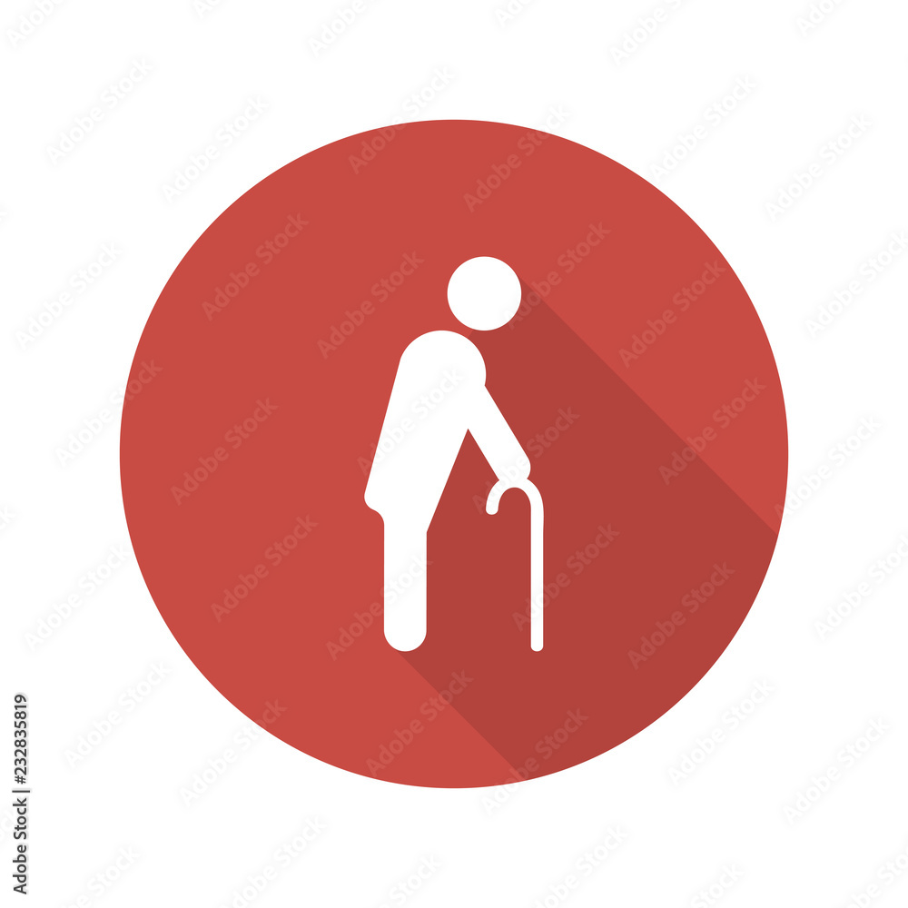 Old person icon isolated on red background Old person icon isolated on red background