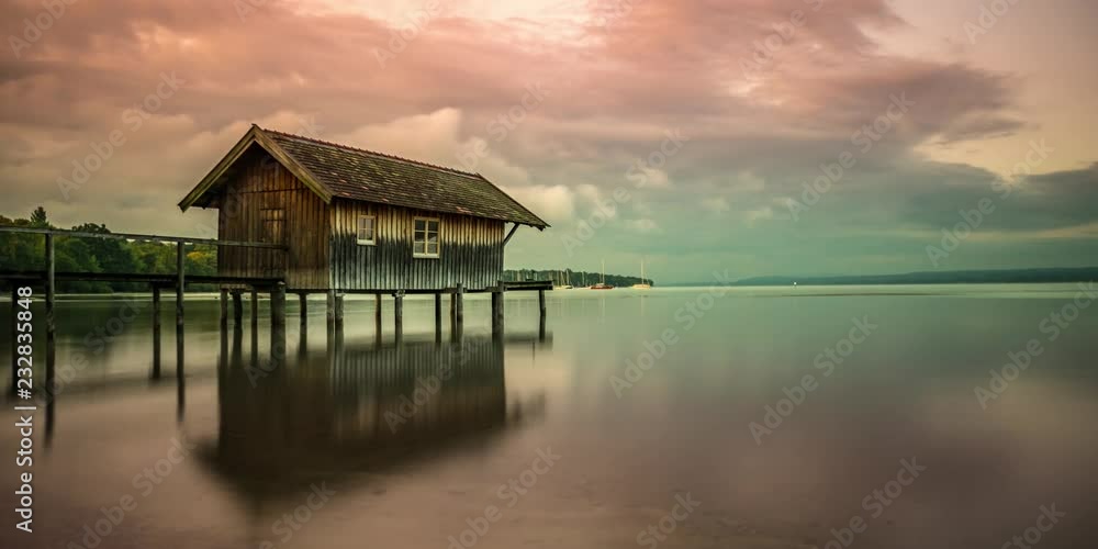 Ammersee Bavaria Germany Timelapse video, view of lake at morning, sunset clouds. Beatutiful Landscapes Time lapse at night clouds over lake, Huts. Ammersee Bavaria Germany Timelapse video, view of lake at morning, sunset clouds. Beatutiful Landscapes Time lapse at night clouds over lake, Huts.
