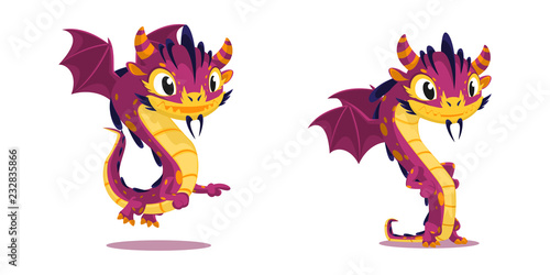 Сouple of cute cartoon dragon characters for kids
