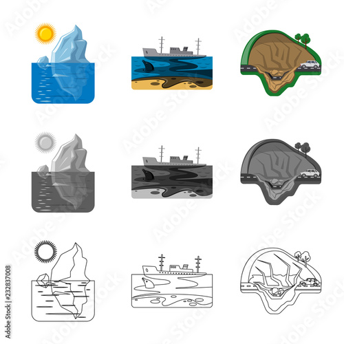 Isolated object of natural and disaster logo. Collection of natural and risk vector icon for stock.