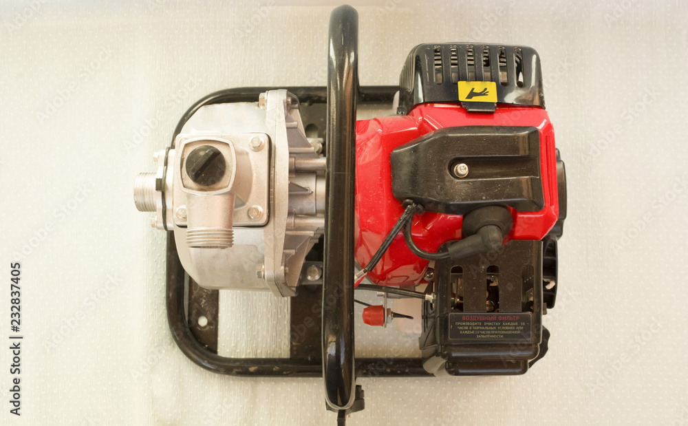 on a light background motor pump, top view on a light background motor pump, top view