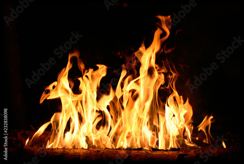 fire flames at night on a black background