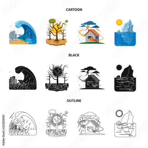 Vector illustration of natural and disaster logo. Collection of natural and risk stock symbol for web.