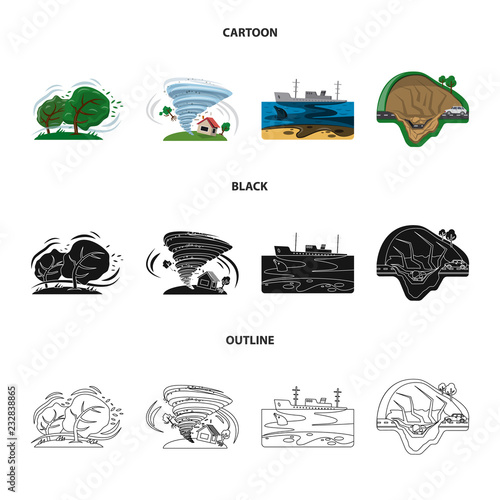 Isolated object of natural and disaster icon. Collection of natural and risk stock vector illustration.