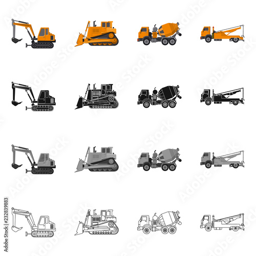 Vector design of build and construction icon. Set of build and machinery stock vector illustration.