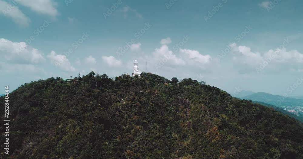 Aerial drone view of beautiful Big Buddha statue in Phuket during sunny summer day, Thailand Aerial drone view of beautiful Big Buddha statue in Phuket during sunny summer day, Thailand