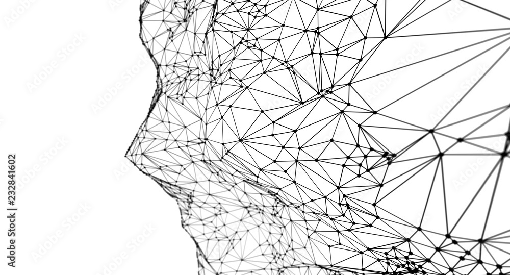 Obraz premium Polygon lines structure grid abstract background texture. 3D illustration.