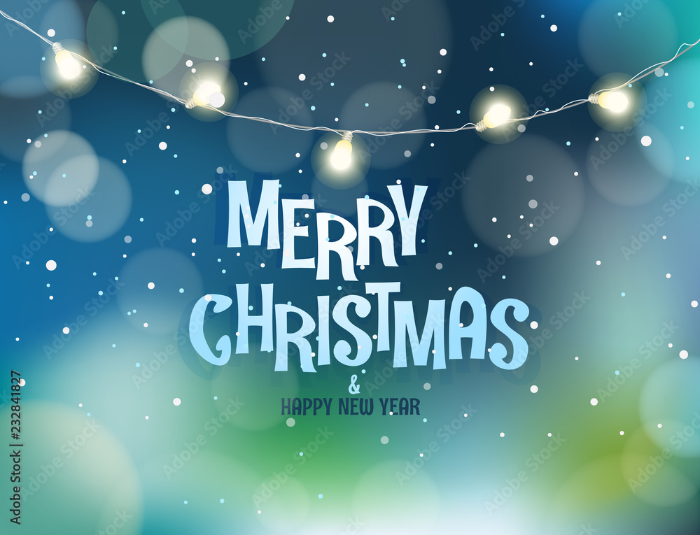 Merry Christmas anв Happy new year. Abstract background with snow and garland. Vector illustration Merry Christmas anв Happy new year. Abstract background with snow and garland. Vector illustration