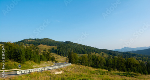 Highway in Carpathian mountains in Romania, Europe. Putna-Vrancea natural park