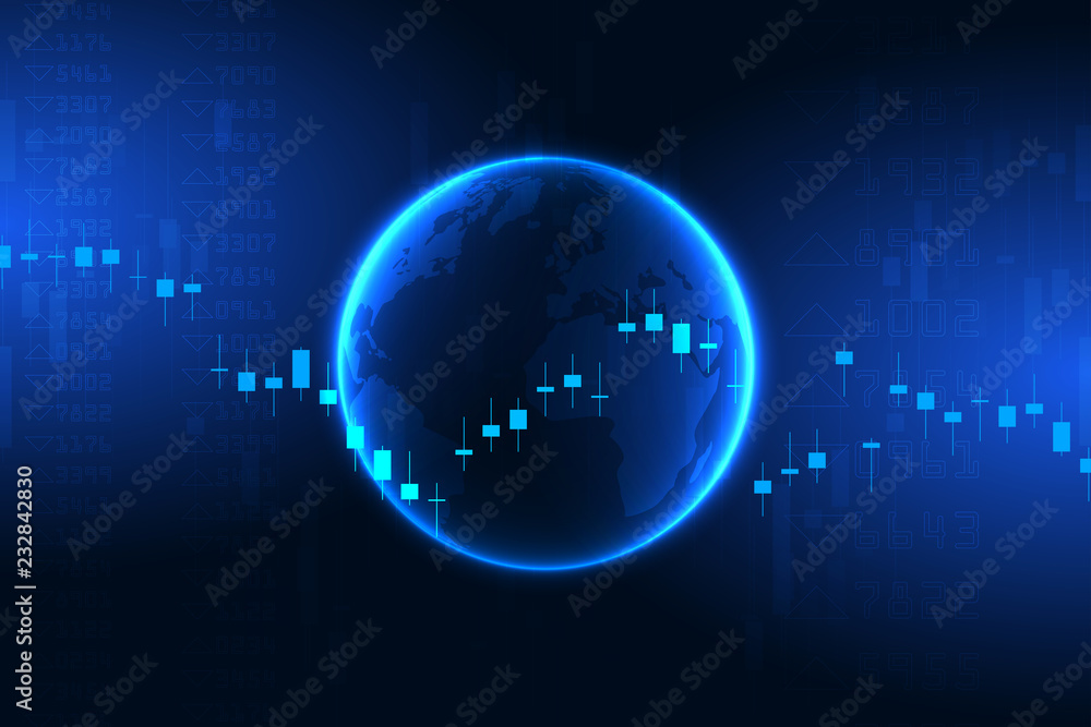 Stock market graph or forex trading chart for business and financial concepts, reports and investment on blue background . Vector illustration Stock market graph or forex trading chart for business and financial concepts, reports and investment on blue background . Vector illustration