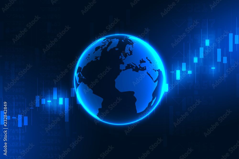 Stock market graph or forex trading chart for business and financial concepts, reports and investment on blue background . Vector illustration Stock market graph or forex trading chart for business and financial concepts, reports and investment on blue background . Vector illustration