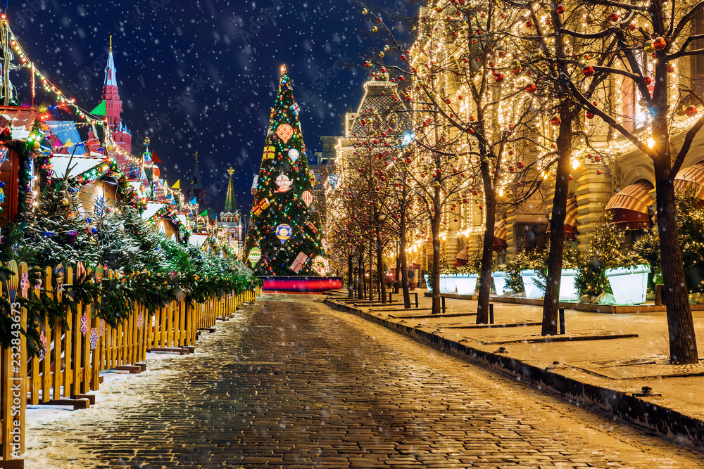 Christmas in Moscow. New Year's Decoration of the Red Square in Moscow