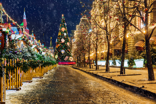 Obraz na płótnie Christmas in Moscow. New Year's Decoration of the Red Square in Moscow w salonie