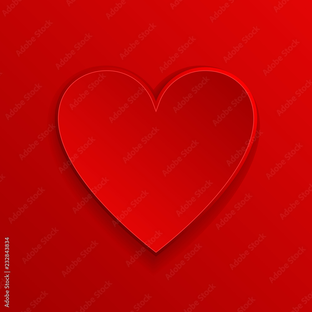 Red heart. Paper sticker
