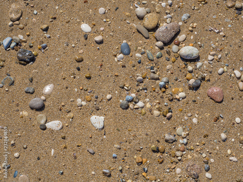 Sand and pebbles stone, summer natural background