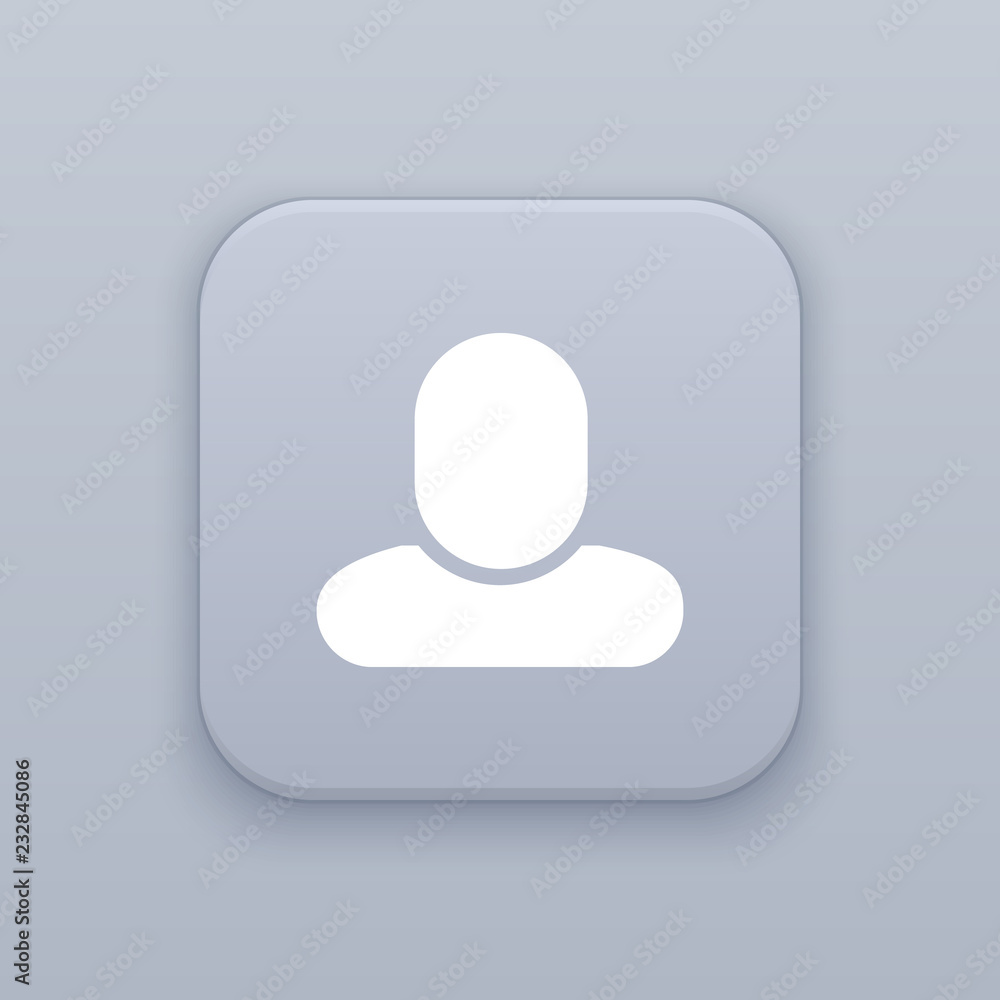 Profile, Person, gray vector button with white icon Profile, Person, gray vector button with white icon