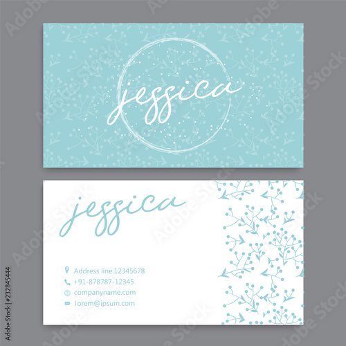 business card template set with colorful flowers