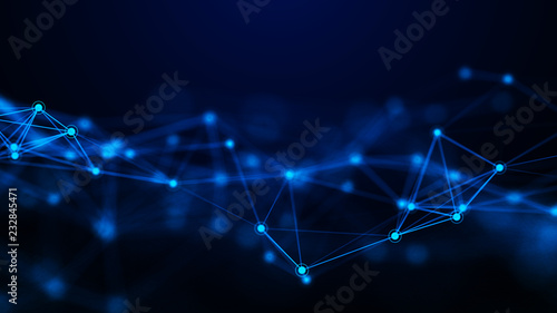 Network connection dots and lines. Technology background. Plexus. Big data background. 3d rendering.